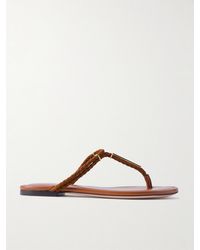 Tom Ford - Lily Leather-Trimmed Embellished Braided Suede Sandals - Lyst