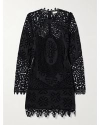 Ulla Johnson - Eleni Minikleid Aus Leinen Mit Einsätzen Aus Guipure-Spitze - Lyst