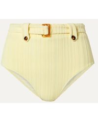 Solid & Striped The Annie Geripptes Bikini-höschen Mit Gürtel - Gelb