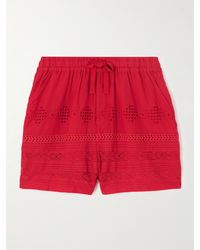 Isabel Marant - Damina Shorts Aus Biobaumwoll-Voile Mit Lochstickerei Und Häkeleinsätzen - Lyst