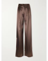 Violante Nessi - Keckler Pleated Satin High-Rise Straight-Leg Pants - Lyst