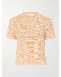 Chloé - Logo-Embroidered Crocheted Cotton T-Shirt - Lyst