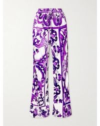 Dolce & Gabbana - Hose Mit Weitem Bein Aus Bedrucktem Jersey - Lyst