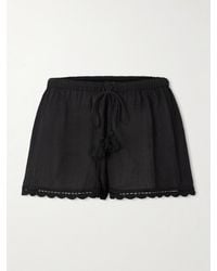 Ulla Johnson - Aran Tasseled Crochet-Trimmed Cotton Shorts - Lyst