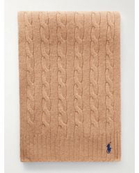 Polo Ralph Lauren - Logo-Embroidered Cable-Knit Wool And Cashmere-Blend Scarf - Lyst