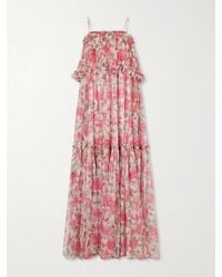 Chloé - Floral-Print Ruffled Silk-Chiffon Maxi Dress - Lyst