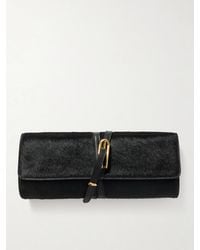 Liffner - Belted Leather-Trimmed Calf Hair Clutch - Lyst