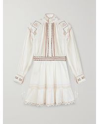 Etro - Embroidered Cotton Mini Dress - Lyst