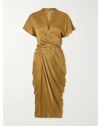 Rick Owens - Draped Satin Midi Wrap Dress - Lyst