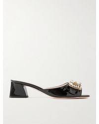 Roger Vivier - Bikiviv Crystal-Embellished Patent-Leather Mules - Lyst