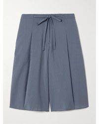 Deiji Studios - Gestreifte Shorts Mit Weitem Bein Aus Wolle Mit Falten Zum Binden - Lyst