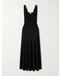 Alaïa - Ribbed-Knit And Jersey Pleated Midi Dress - Lyst