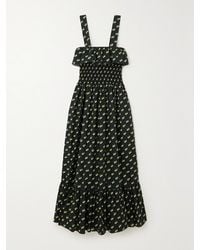 La DoubleJ - Sunkissed Convertible Shirred Printed Cotton-Poplin Maxi Dress - Lyst