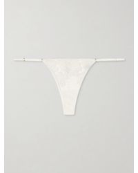 Kiki de Montparnasse - Fleurs Veloutes Lace-Trimmed Mesh Thong - Lyst