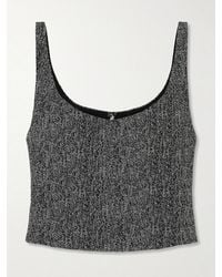 STAUD - Wells Cropped Herringbone Tweed Top - Lyst