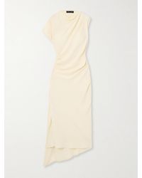 Proenza Schouler - Hallie Draped Ruched Twill Midi Dress - Lyst