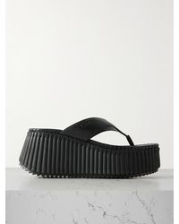 Chloé - Nama Leather Platform Flip Flops - Lyst