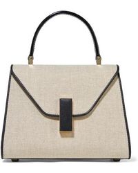 Valextra Iside Mini Schultertasche Aus Leinen Und Strukturiertem Leder - Natur