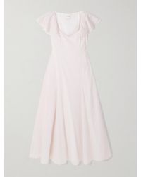 Posse - Marlowe Midikleid Aus Baumwoll-Voile Mit Punktmuster Und Rüschen - Lyst