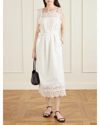 long sleeve white dress Arden White High-Neck Split Maxi Dress With Lace Sleeves – Club L London
