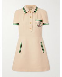 Valentino Garavani - Printed Striped Wool And Silk-Blend Mini Shirt Dress - Lyst