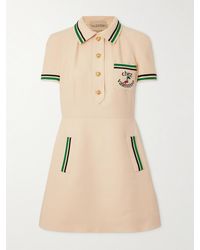 Valentino Garavani - Printed Striped Wool And Silk-Blend Mini Shirt Dress - Lyst