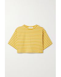 Frankie Shop Karina Cropped Striped Cotton-jersey T-shirt - Yellow