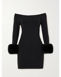 Alexander Wang - Faux Fur Trimmed Jersey Off-Shoulder Mini Dress - Lyst
