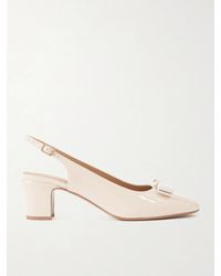Ferragamo - Vetty Bow-Embellished Patent-Leather Slingback Pumps - Lyst