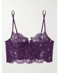 Kiki de Montparnasse - Camille Stretch-Silk Satin-Trimmed Organic Cotton-Blend Lace Underwired Bra - Lyst