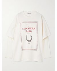 Acne Studios - Mehrlagiges T-Shirt Aus Baumwoll-Jersey Mit Mesh-Besätzen - Lyst