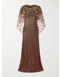 Jenny Packham - Robe Du Soir Effet Cape En Tulle À Sequins Et À Ornements Nettie - Lyst