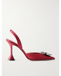 AMINA MUADDI - Begum Swarovski Crystal-Embellished Satin Slingback Pumps - Lyst