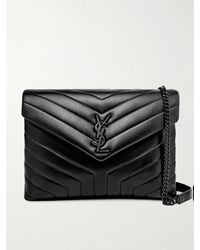 Saint Laurent - Loulou Mittelgroße Schultertasche Aus Gestepptem Leder - Lyst