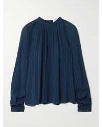 JOSEPH - Garcia Pinstriped Cutout Crepe Blouse - Lyst