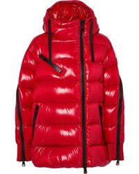 Moncler Liriope Daunenjacke Aus Gestepptem Glänzendem Shell Mit Kapuze - Rot