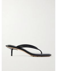 Bottega Veneta - Sampieri Thong Logo-Embossed Leather-Trimmed Rubber Sandals - Lyst