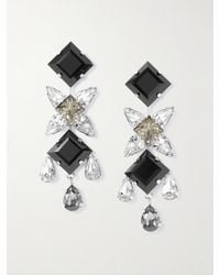 Jennifer Behr - Raina Rhodium-Plated Onyx And Crystal Earrings - Lyst