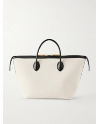 KHAITE - Kasia Medium Leather-Trimmed Canvas Tote - Lyst
