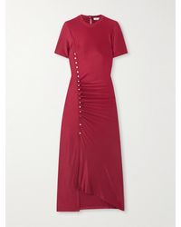 Rabanne - Button-Detailed Gathered Jersey Midi Dress - Lyst