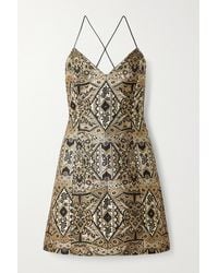 Alice + Olivia Tayla Minikleid Aus Metallic-brokat - Mettallic