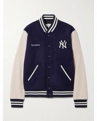 Sporty & Rich - New York Yankees Champions Embroidered Wool-Felt Bomber Jacket - Lyst