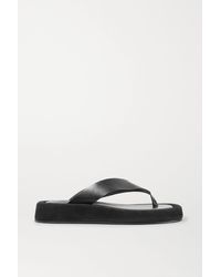 the row ginza leather and suede platform flip flops