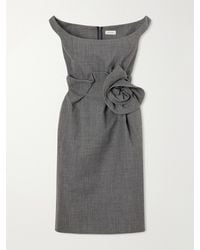 Magda Butrym - Floral-Appliquéd Off-The-Shoulder Wool And Silk-Blend Midi Dress - Lyst