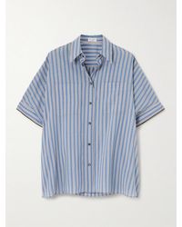 Brunello Cucinelli - Striped Bead-Embellished Cotton And Silk-Blend Shirt - Lyst
