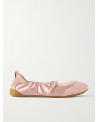 Chloé - Kick Suede-Trimmed Satin Sneakers - Lyst