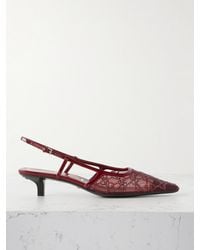 Gucci - Demi Slingback-Pumps Aus Mesh Mit Lacklederbesätzen Und Kristallen - Lyst