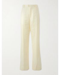 Bottega Veneta - Embroidered Linen Straight-Leg Pants - Lyst