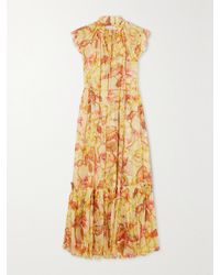 Zimmermann - Net Sustain Matchmaker Tiered Floral-Print Crepon Midi Dress - Lyst
