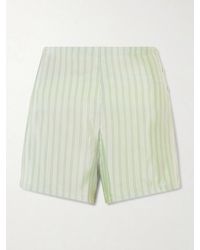 Bode - Sylvan Striped Silk-Satin Shorts - Lyst